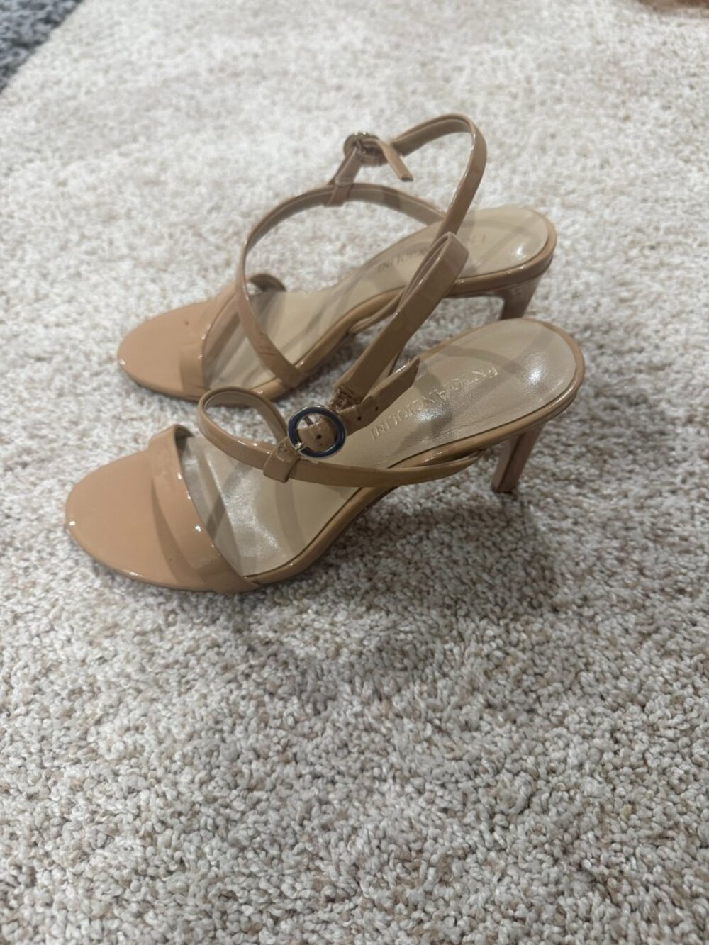 Enzo Angiolini Nude Patent Leather Strappy Dress Sandals Heels